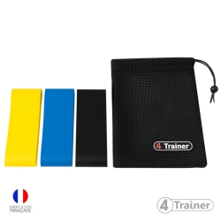 Pack Bandes Élastiques Haute Performance x3 - 250 x 15cm - Résistance 3KG, 4KG, 6KG - JAUNE, BLEU, NOIR - 4TRAINER