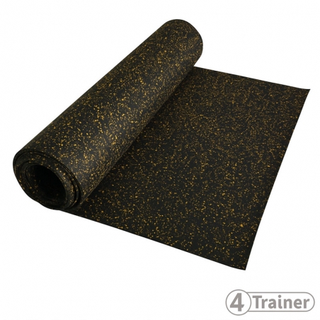 ROULEAU DE SOL - 10m x 1,25m - Noir - Épaisseur 6mm ou 8mm - Avec Pigments EPDM Jaune