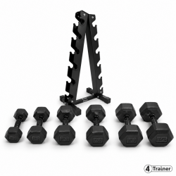 PACK HALTÈRES - 1 à 10KG avec Rack - 6 Paires (1, 3, 5, 7, 9, 10kg)  - 4TRAINER