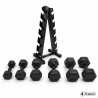 PACK HALTÈRES - 1 à 10KG avec Rack - 6 Paires (1, 3, 5, 7, 9, 10kg)  - 4TRAINER