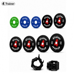 PACK BUMPER PLATES 160KG - Disques Olympiques 50mm - (1, 2x2, 5, 10, 15, 20, 25kg) + Clips Offerts - 4TRAINER