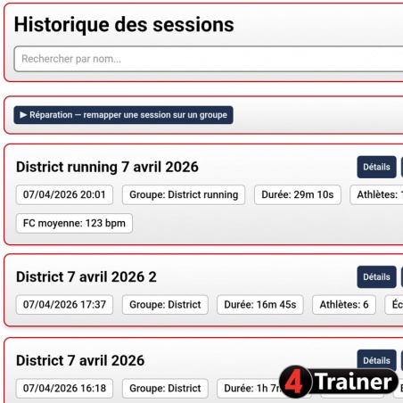 CARDIO TEAM - Analyseur de Fréquence Cardiaque en direct - 4Trainer