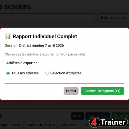 CARDIO TEAM - Analyseur de Fréquence Cardiaque en direct - 4Trainer