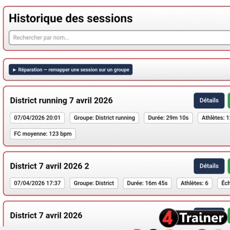 CARDIO TEAM - Analyseur de Fréquence Cardiaque en direct - 4Trainer