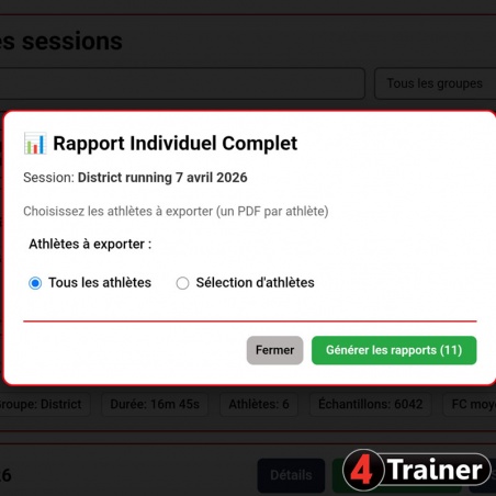 CARDIO TEAM - Analyseur de Fréquence Cardiaque en direct - 4Trainer